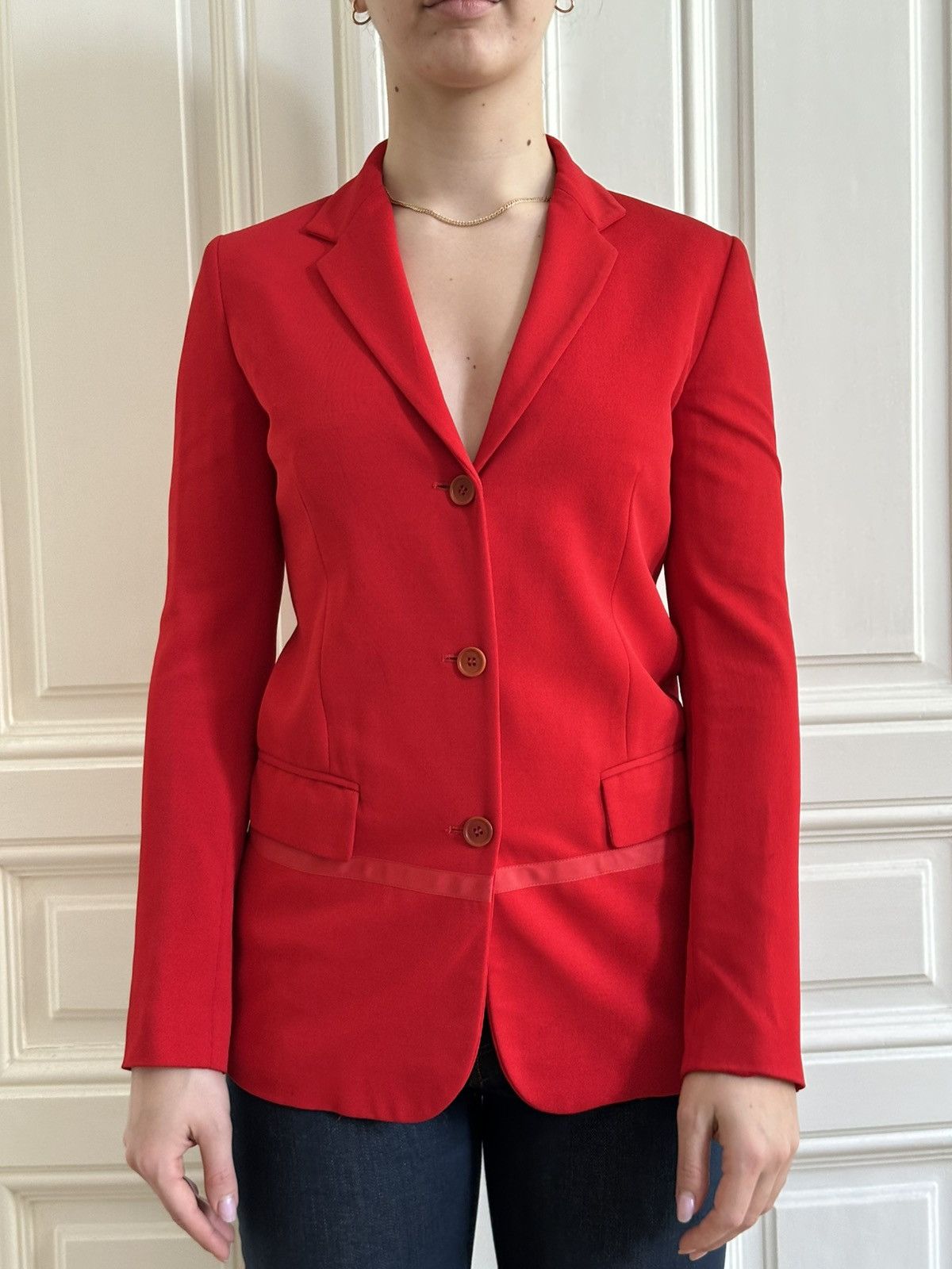 Helmut Lang Helmut Lang 1990s Runway Rare Archive Red Classic Blazer Size M / US 6-8 / IT 42-44 - 2 Thumbnail