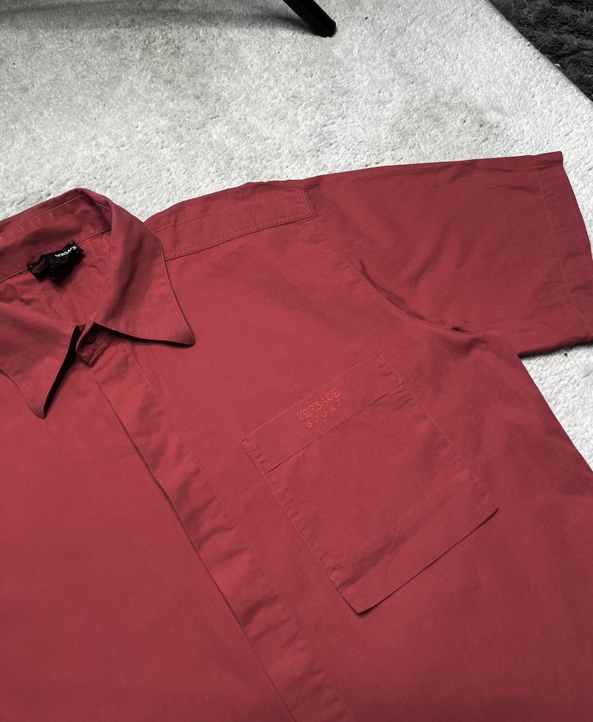 Versace Vintage Red Basic Short sleeve Button Shirt Versace Sport Size US M / EU 48-50 / 2 - 2 Thumbnail