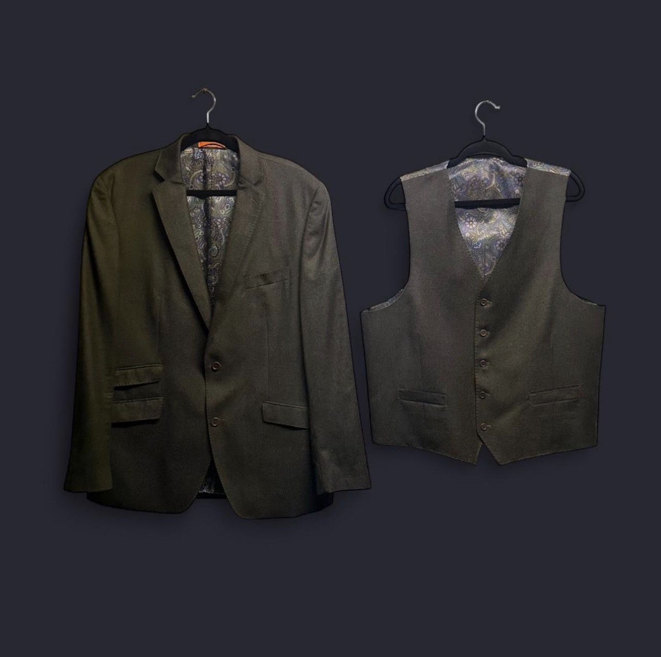 Tallia Tallia Uomo Wool Cashmere Blazer Paisley Lining Gray - 46L Size 46L - 1 Thumbnail