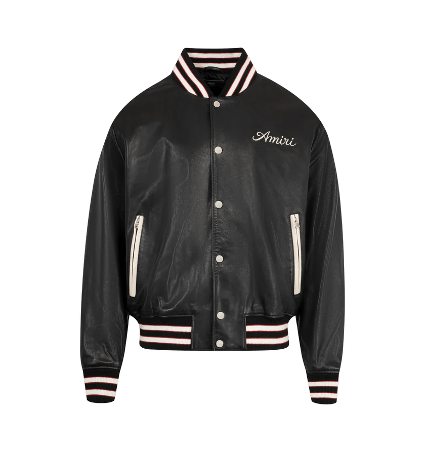 Amiri o1h1sh11225 Club Amiri Leather Varsity Jacket in Black Size US L / EU 52-54 / 3 - 1 Thumbnail