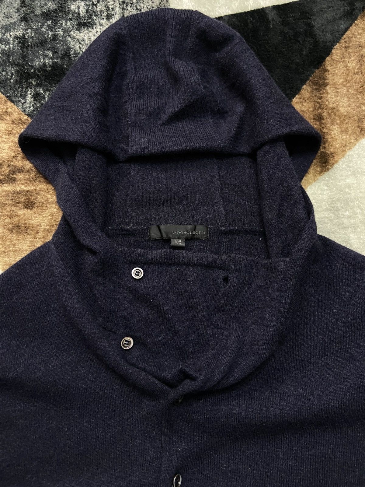 Wooyoungmi Wooyoungmi High Button Up Hooded Knit Wool Navy Size US M / EU 48-50 / 2 - 4 Thumbnail