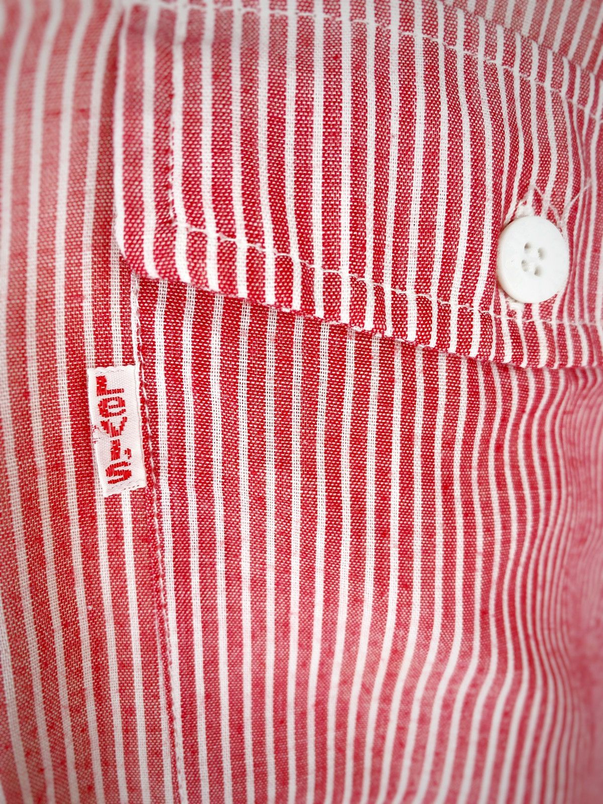 Levi's Vintage Clothing Levi's Vintage Mens Red Striped Button Up Short Sleeve Shirt Size US L / EU 52-54 / 3 - 2 Thumbnail