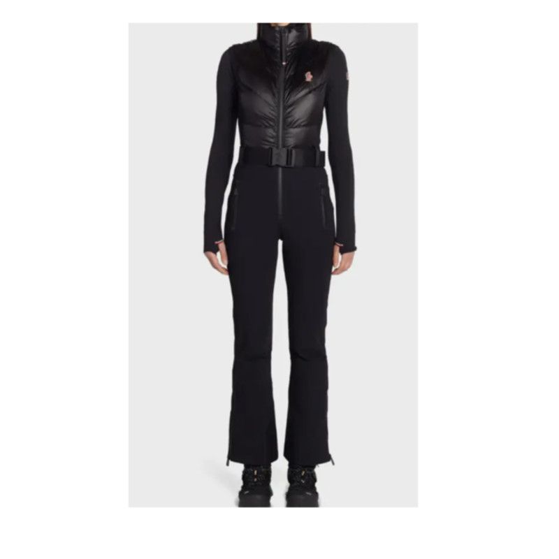 Image of Moncler Grenoble Water Repellent Mixed Media Ski Jumpsuit S in Black, Women's (Size Small)