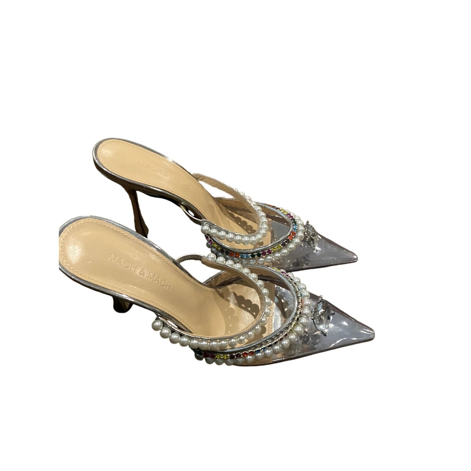 MACH & MACH Mach Mach Diamond Elizabeth Pearl Pointed Toe Mule 39 Size US 9 / IT 39 - 6 Thumbnail