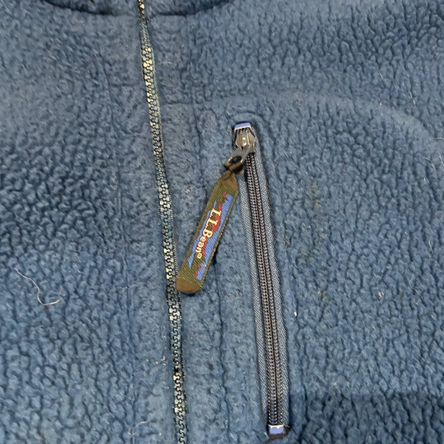 Vintage VINTAGE L.L.Bean Deep Pile Fleece Jacket Full Zip Men's Blue 90s USA Sherpa Zipper Pocket Size US L / EU 52-54 / 3 - 7 Thumbnail