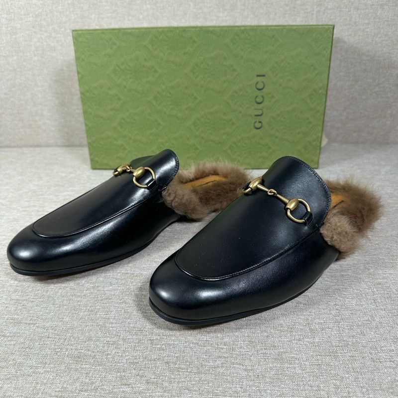 Gucci Gucci Black Lambskin Flat Mules for Men - Size US 9.5 / EU 42-43 - 1 Thumbnail