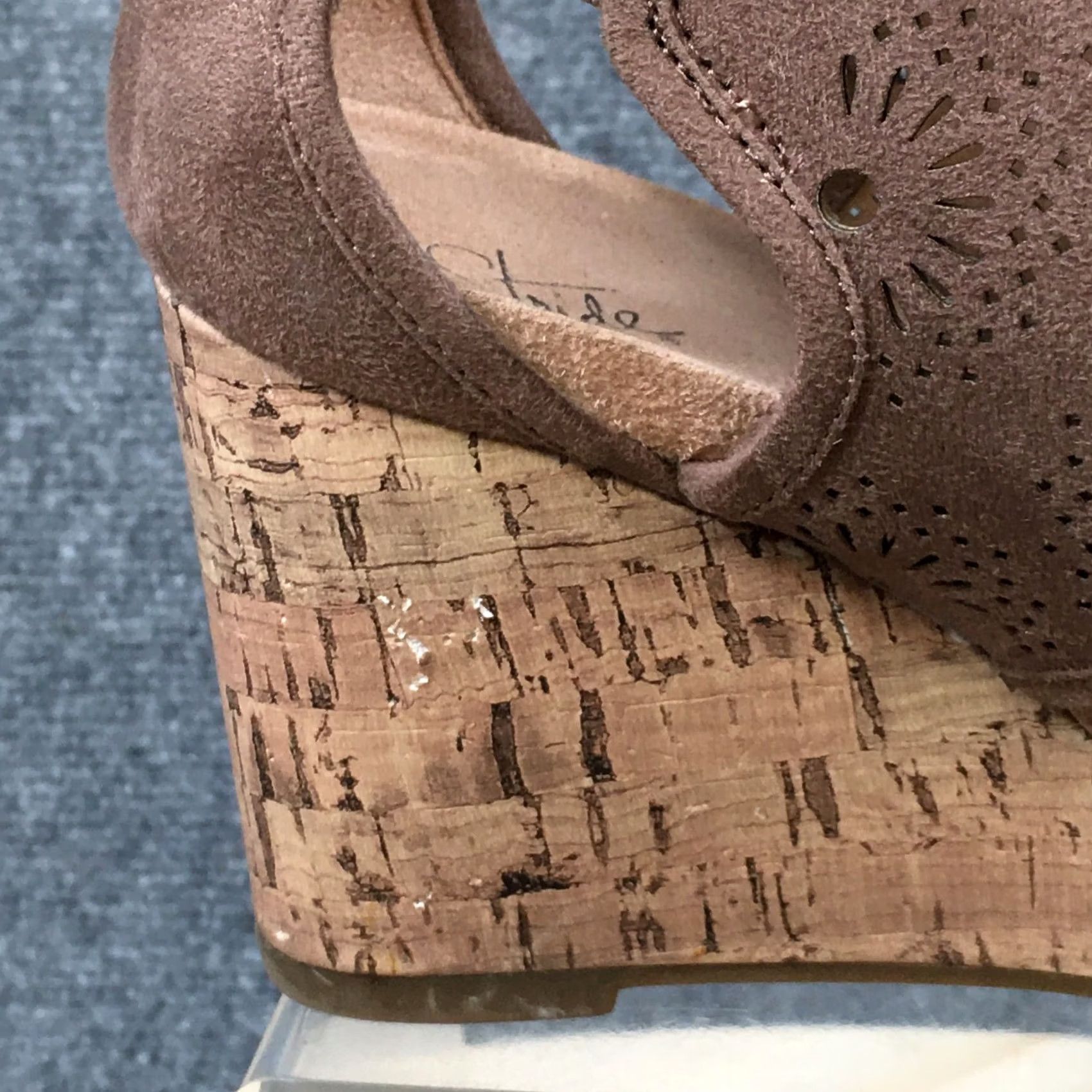 Vintage LifeStride Wedge Sandal Womens 8 M Brown Cork Peeped Toe Casual Sandals Size US 8 / IT 38 - 2 Thumbnail