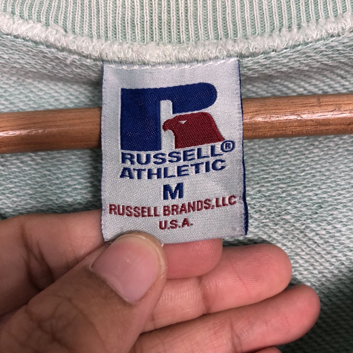 Japanese Brand Vintage Russell Athletic Green Sweatshirt FadedWash Crewneck Size US M / EU 48-50 / 2 - 15 Thumbnail