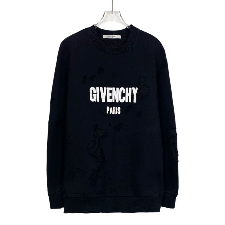 Givenchy Givenchy Black Logo Letter Print Ripped Design Cotton Crew Size US S / EU 44-46 / 1 - 1 Thumbnail
