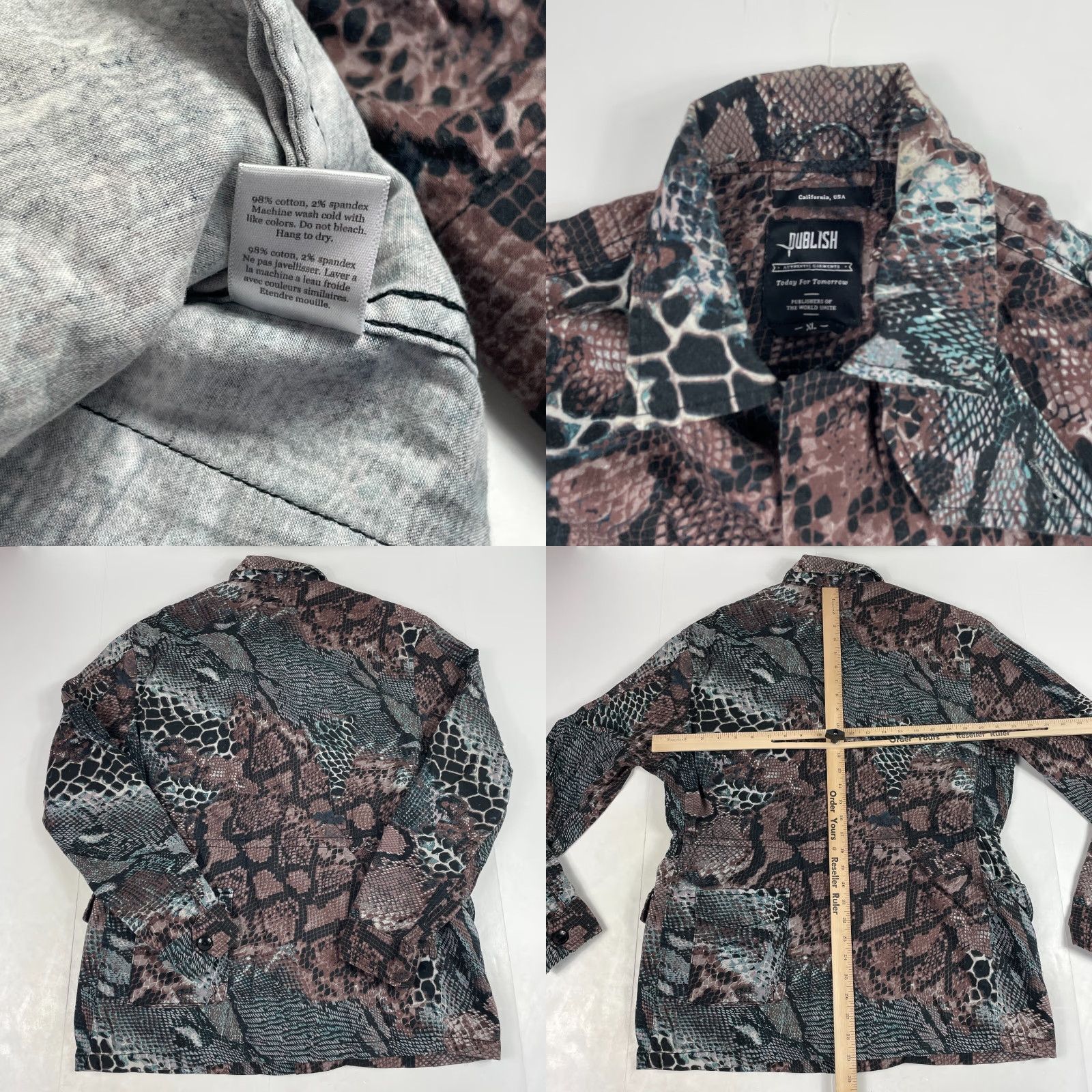 Skin Publish Outfit Womens XL Brown Snake Skin Jacket Pants Set Viper Python Snakeskin Casual Size 40" / US 18 - 8 Thumbnail
