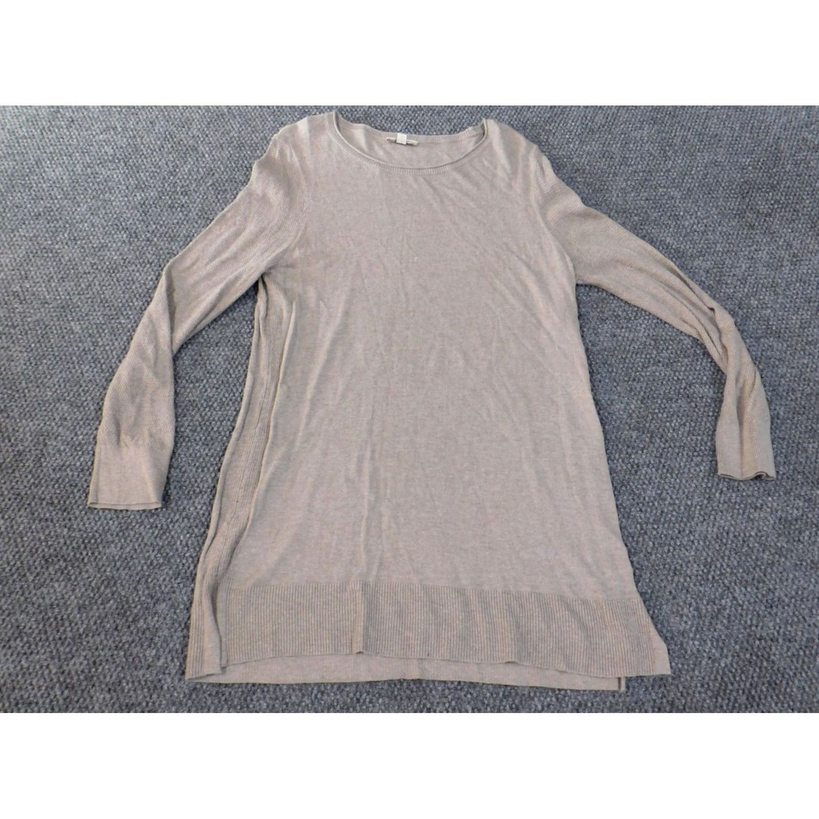 Loft LOFT Sweater Pullover Long Sleeve Round Neck Beige Cotton Rayon Knit Regular Ladies L Size L / US 10 / IT 46 - 4 Thumbnail