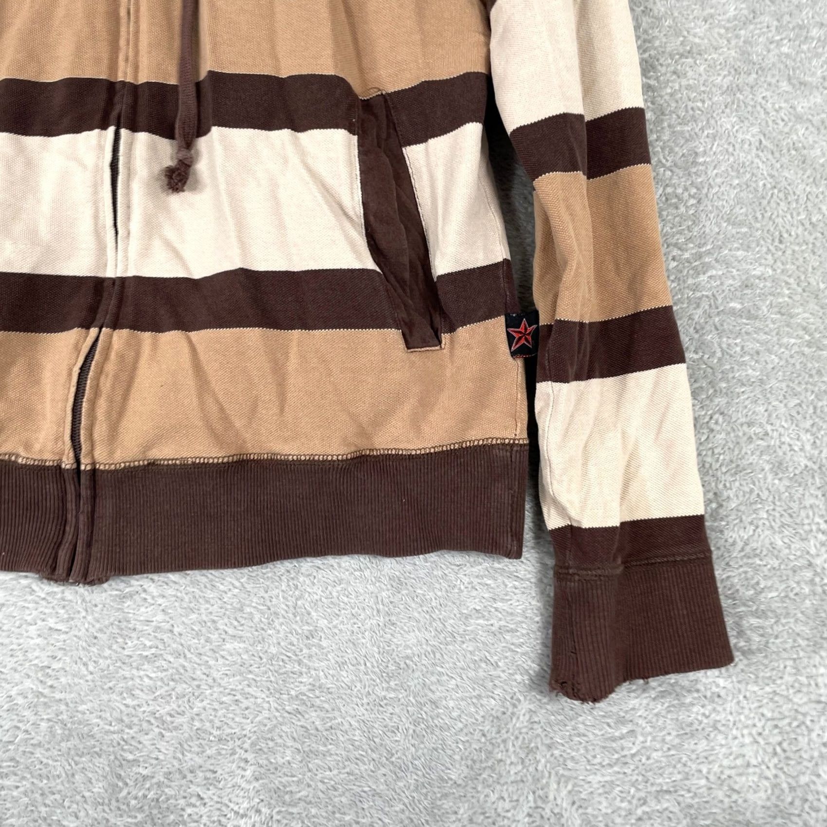 Vintage VINTAGE Top Heavy Y2K Hoodie Womens Medium Brown Striped Skater Grunge Full Zip Size M / US 6-8 / IT 42-44 - 2 Thumbnail