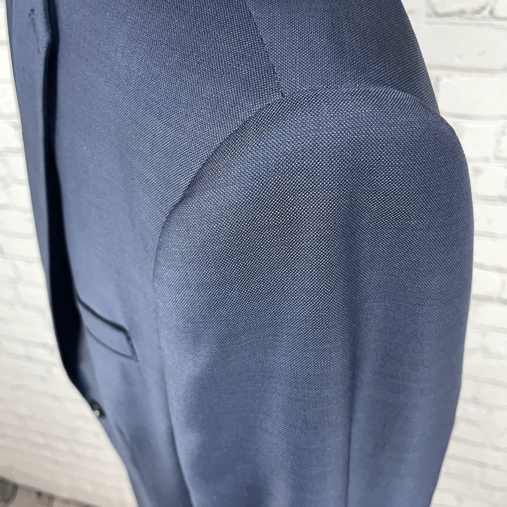 Express Express Blue Wool Blend Extra-Slim 2 Button Vented Blazer Pant Suit 40 Mens Regular Jacket Front Back Measurements 2 Piece Vintage No-Defects Size 40R - 5 Thumbnail