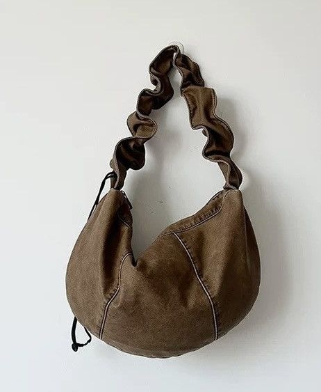 Japanese Brand Retro y2k faded pu leather ruched strap shoulder hobo bag Size ONE SIZE - 5 Thumbnail