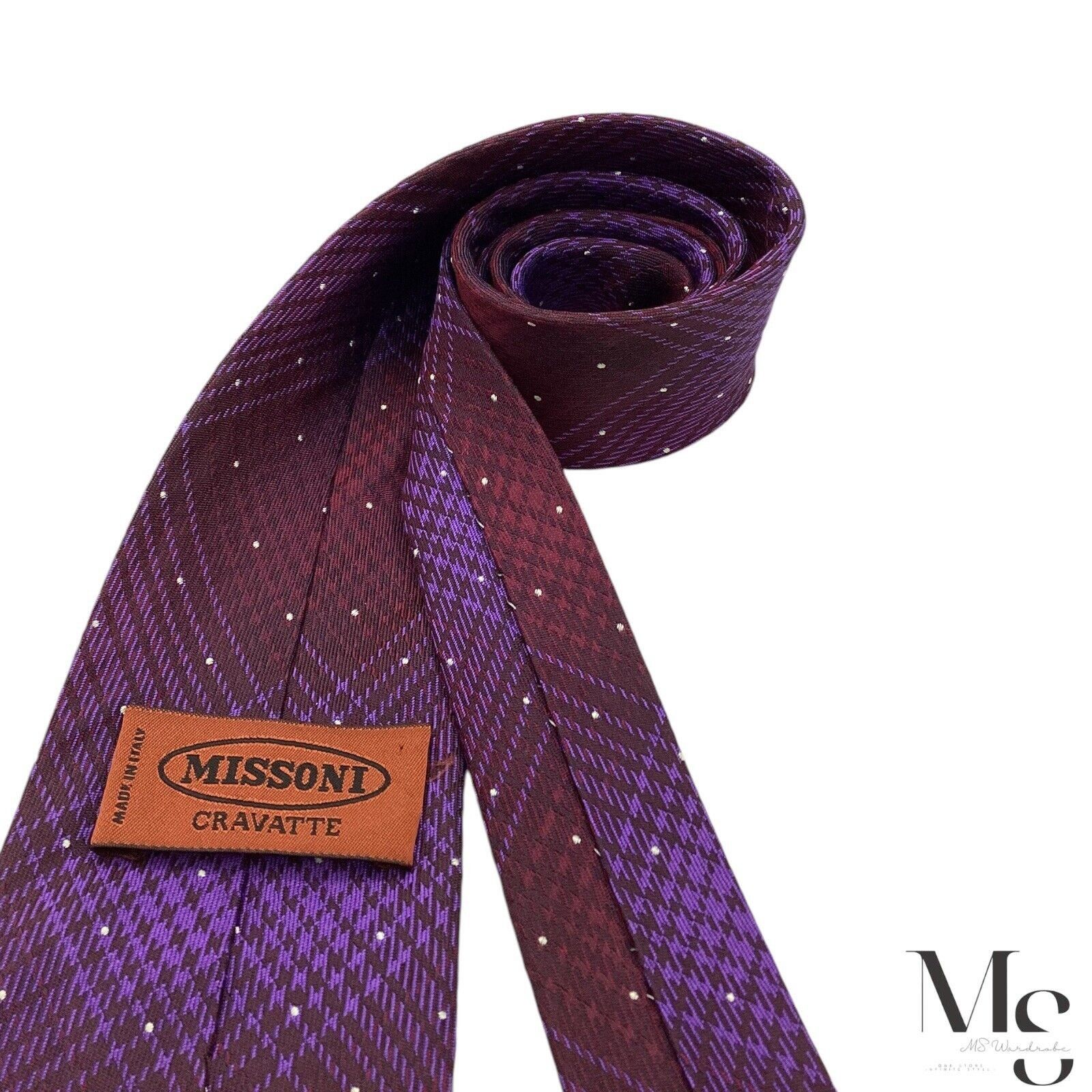 Missoni MISSONI Purple Multi Pattern Luxury Silk Tie Made In Italy W Size ONE SIZE - 5 Thumbnail