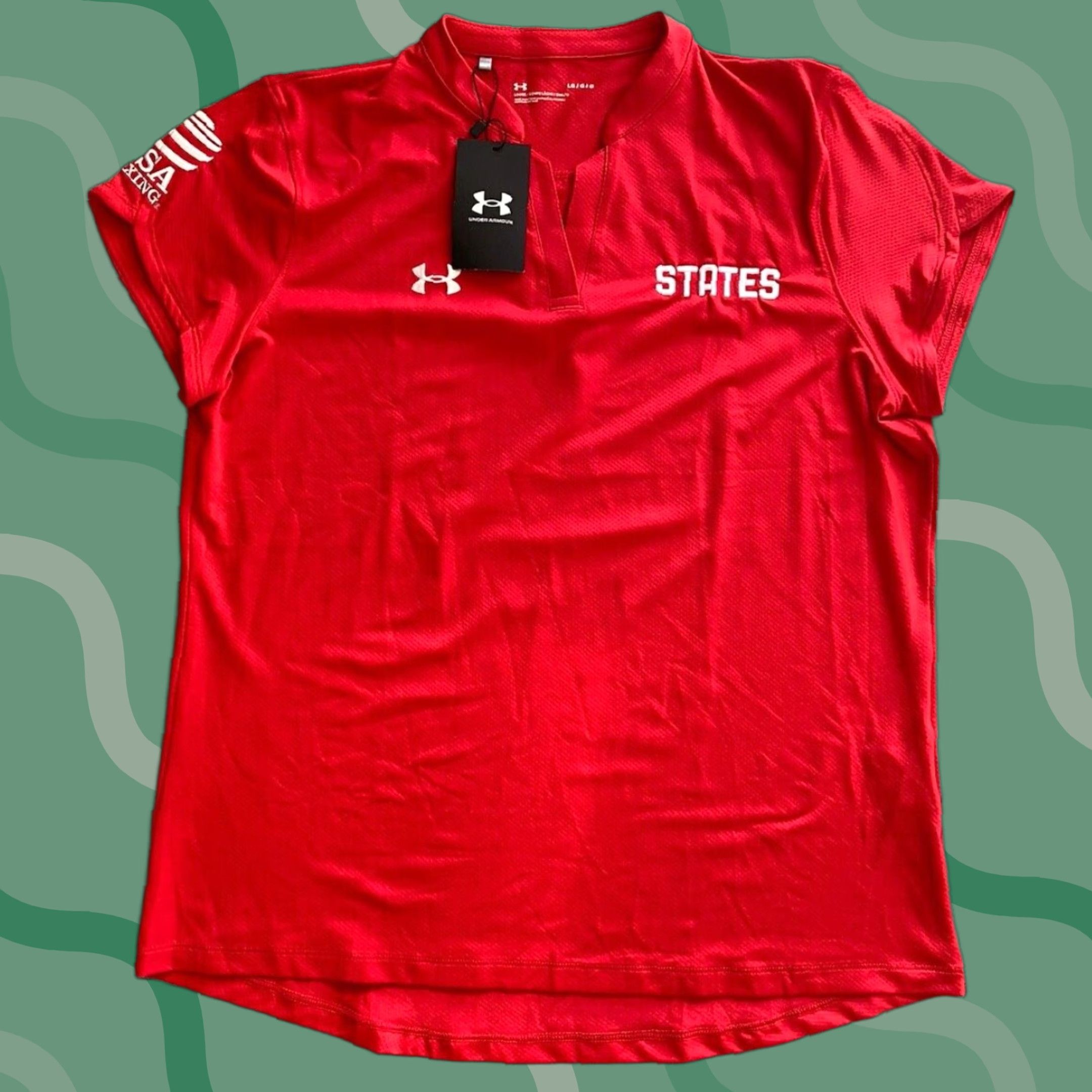 Under Armour VINTAGE Under Armour Red Shirt USA Boxing States Womens LG/G T-Shirt Size L / US 10 / IT 46 - 1 Thumbnail
