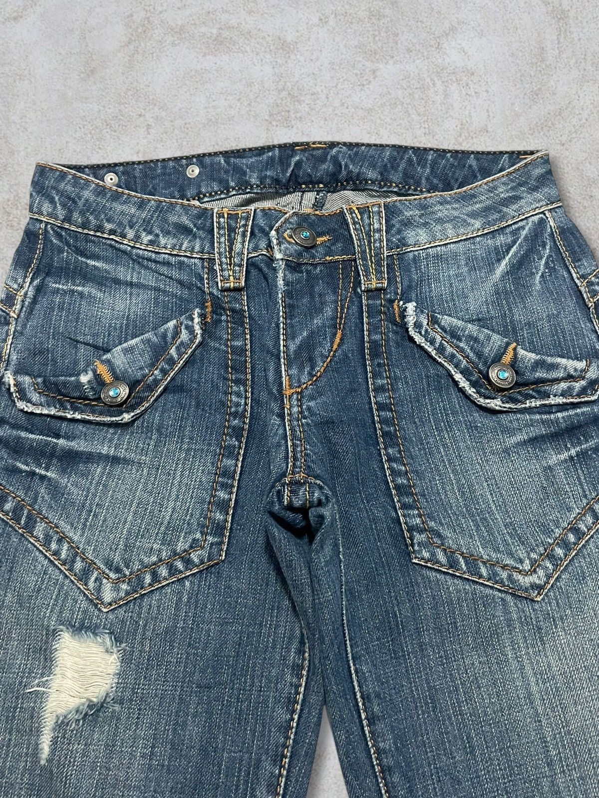KMRii Vintage Bonaventure Diamond Button Metal Tag Bootcut Jeans Size 28" / US 6 / IT 42 - 5 Thumbnail