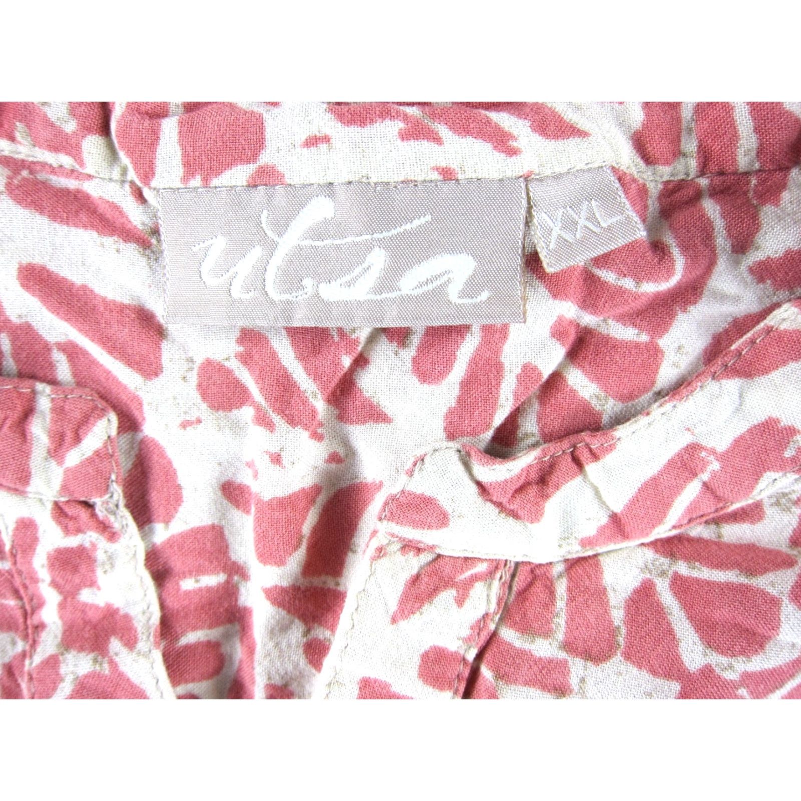 Pinko VINTAGE Utsa Blouse Tunic 100% Rayon Pink Ivory Pocket Short Sleeve XXL Women Size M / US 6-8 / IT 42-44 - 3 Thumbnail
