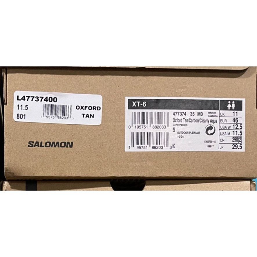 Salomon Salomon XT-6 Oxford Tan Carbon Aqua Mens 11.5us Size US 11.5 / EU 44-45 - 8 Thumbnail