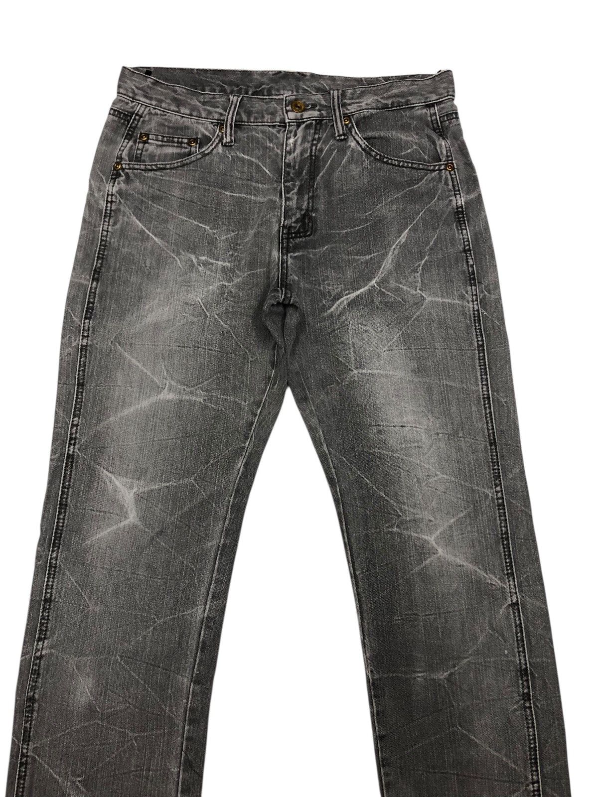 Tornado Mart 🔥JAPANESE BRAND WHISKER CRACK WASH FADED GREY DISTRESS JEANS Size US 30 / EU 46 - 4 Thumbnail