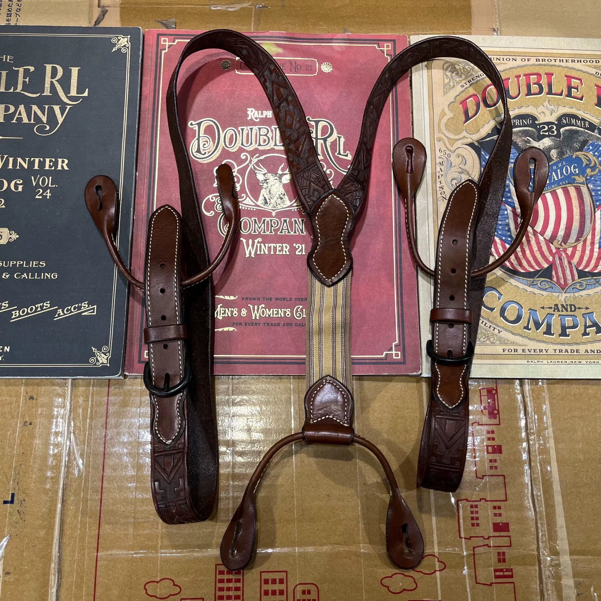 RRL Ralph Lauren RRL Leather Adjustable Suspender Strap Size ONE SIZE - 1 Thumbnail