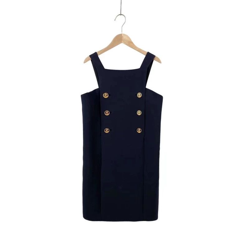 Louis Vuitton Louis Vuitton Sheepwool/mulberry silk black gold button dr Size XXS / US 00 / IT 34 - 1 Thumbnail