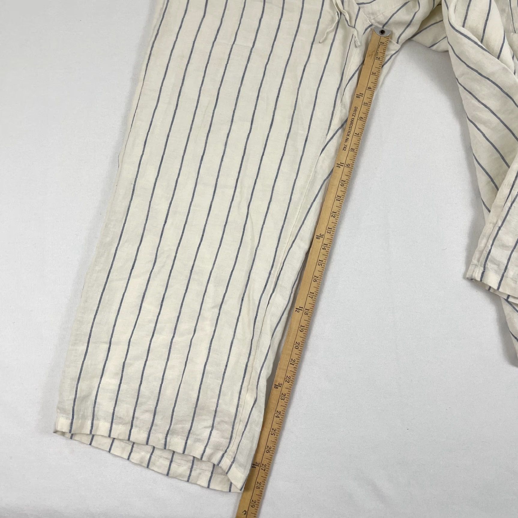 J.Crew J. Crew Soleil Pants Womens XL Ivory White Striped Linen Wide Leg Lined Elastic Size 40" / US 18 - 5 Thumbnail