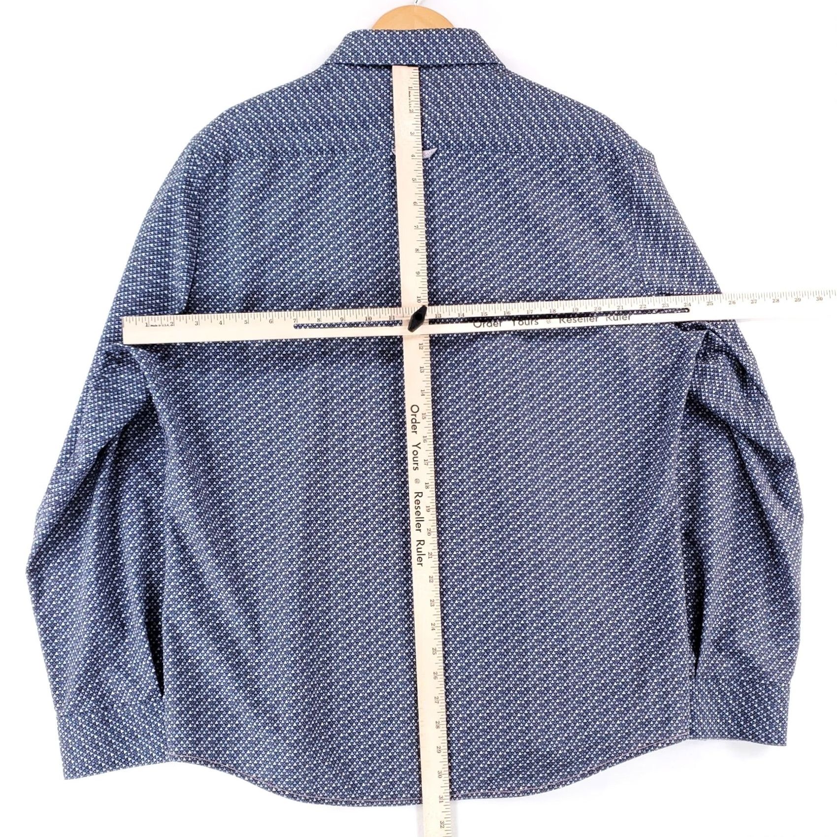 Vintage 7 Diamonds 4 Way Stretch Button Up Shirt Patterned Blue Long Sleeve Mens XXL Shirt Size US XXL / EU 58 / 5 - 6 Thumbnail