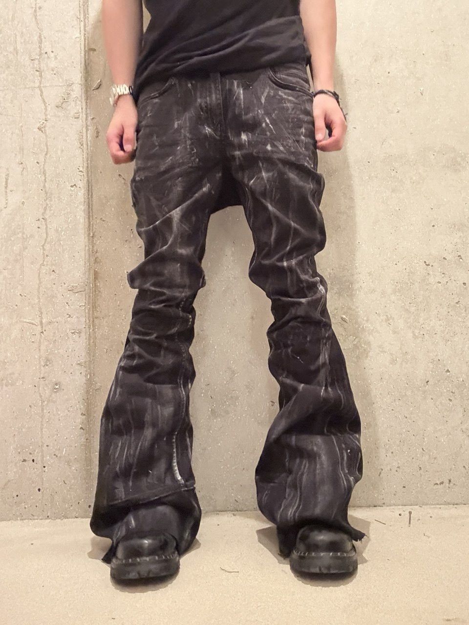 Japanese Brand flare bootcut custom black jeans Size US 34 / EU 50 - 4 Thumbnail