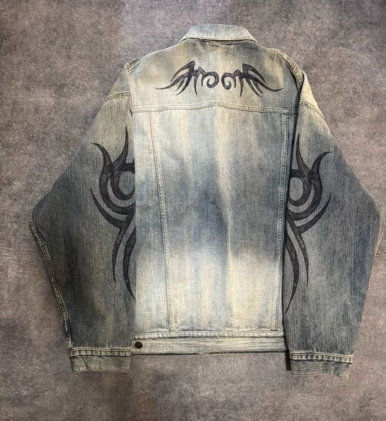 Balenciaga Balenciaga Dragon totem making old denim jacket coat Size US S / EU 44-46 / 1 - 2 Thumbnail