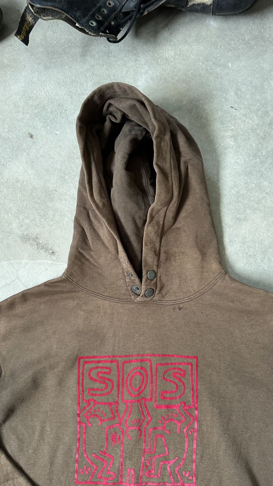 VINTAGE KEITH HARING DISTRESS SOS POP ART HOODIE