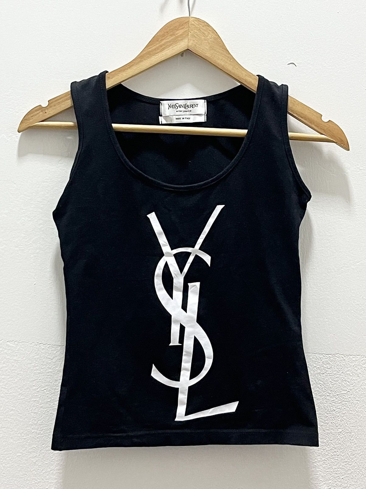 Yves Saint Laurent Yves Saint Laurent 2000s white YSL tank top Shirt Size ONE SIZE - 1 Thumbnail