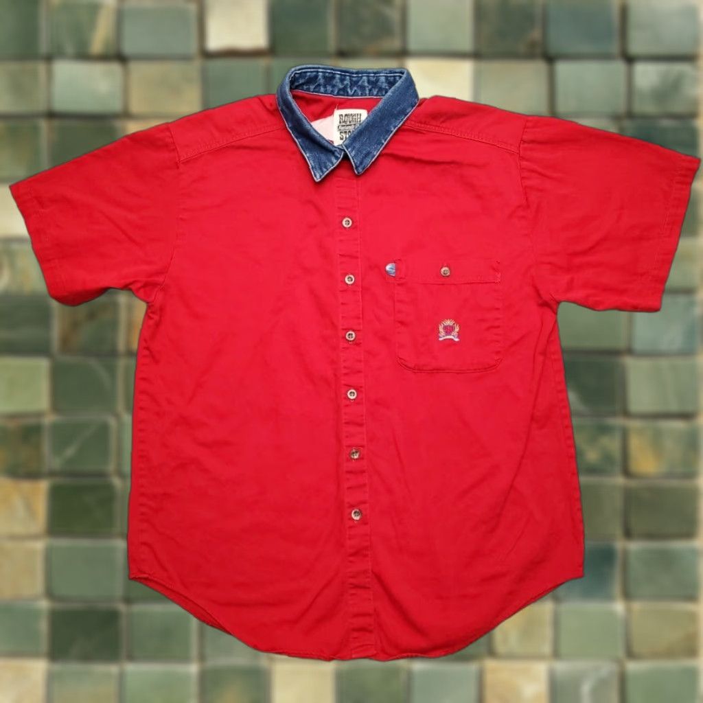 Vintage VINTAGE Panhandle Slim rough Stock Shirt Women M Red Denim Collar Western Cowboy Vintage Shirt Ladies M Red Denim Collar Western Cowboy Vintage Size M / US 6-8 / IT 42-44 - 1 Thumbnail