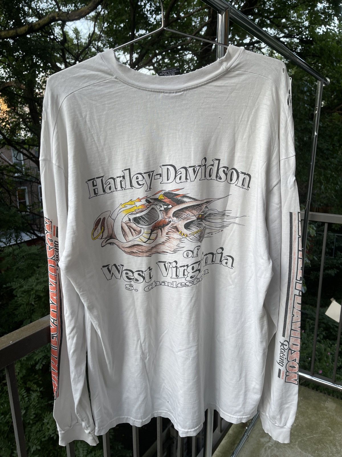 Pre-owned Harley Davidson X Vintage Harley Davidson Racing Hawg Longsleeve Shirt In White