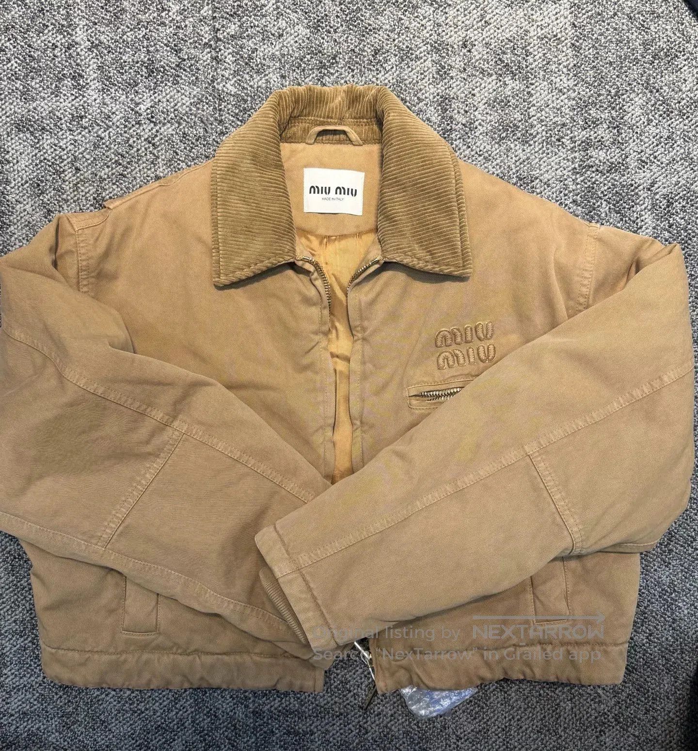 Miu Miu Miu Miu Cotton Logo Embroidered Coat. Size XS / US 0-2 / IT 36-38 - 1 Thumbnail