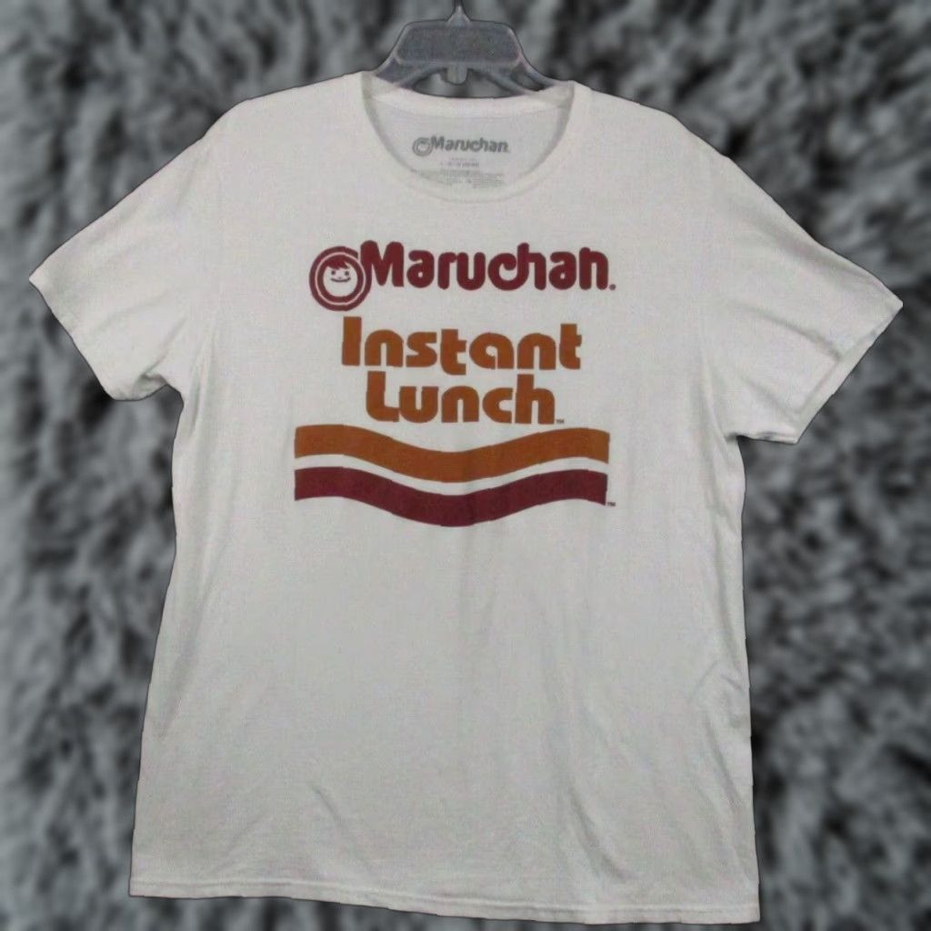 Vintage Maruchan Instant Lunch T Shirt Large Cotton Short Sleeve Easy Wear Shirt Unisex Adults White Logo Graphic Print Vintage No Mens Women s Boys Girls Size US L / EU 52-54 / 3 - 1 Thumbnail