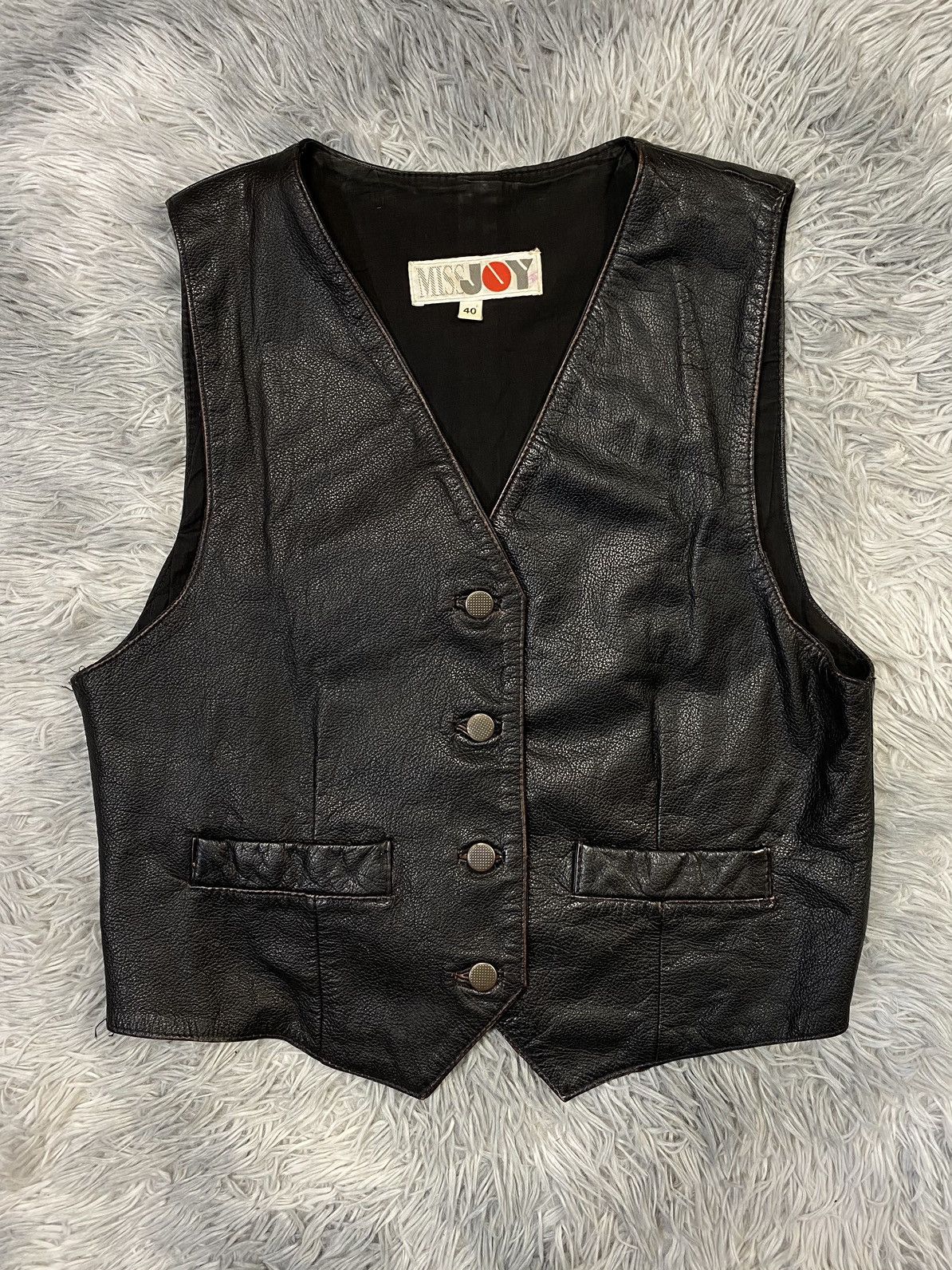 Leather Vintage Miss Joy Leather Vest Size 40 Size ONE SIZE - 1 Thumbnail