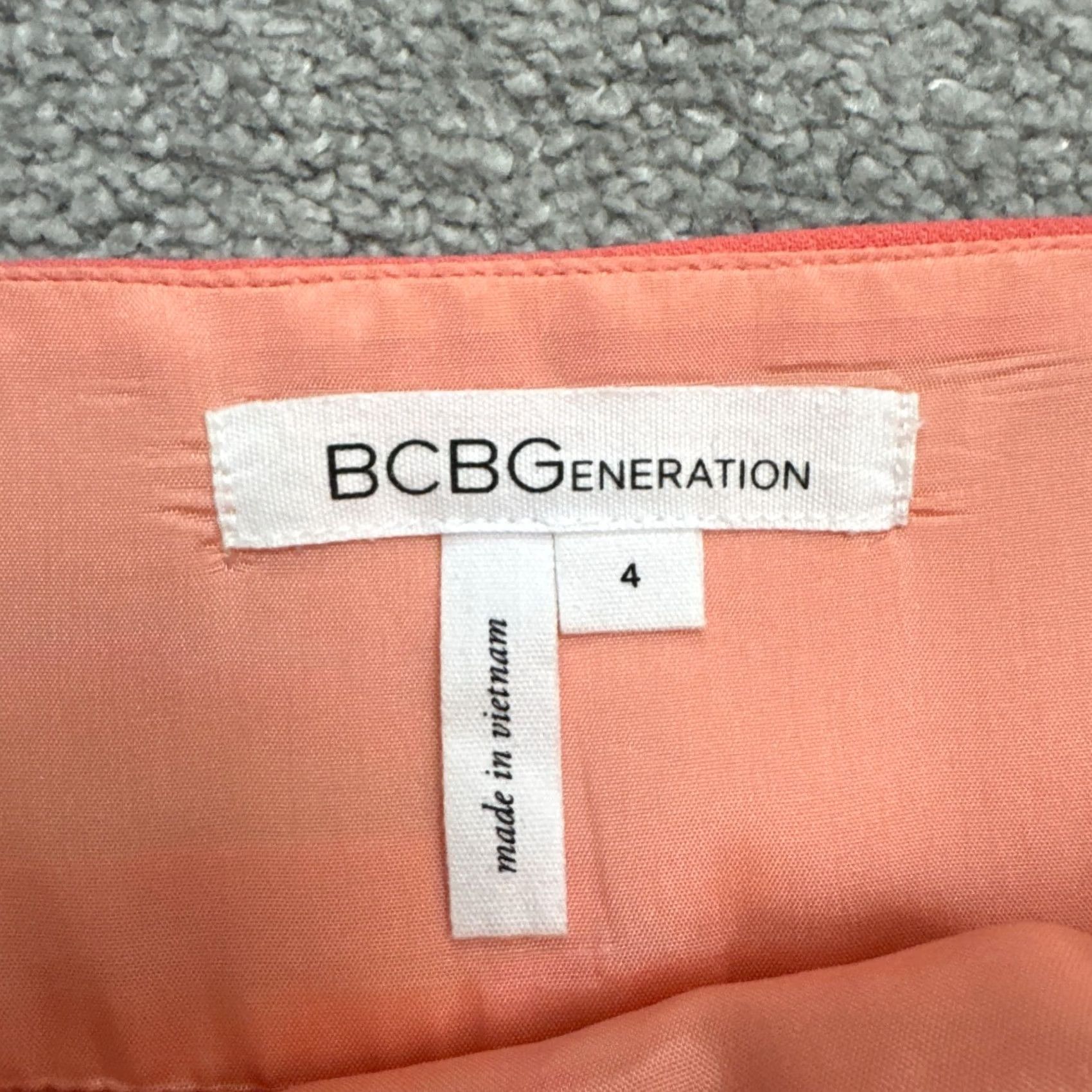 BCBGeneration BCBGeneration Dress Women Mini Peach Square Neck Sleeveless 4 Asymmetric Strappy Sleeve Orange Pattern Solid Size S / US 4 / IT 40 - 5 Thumbnail