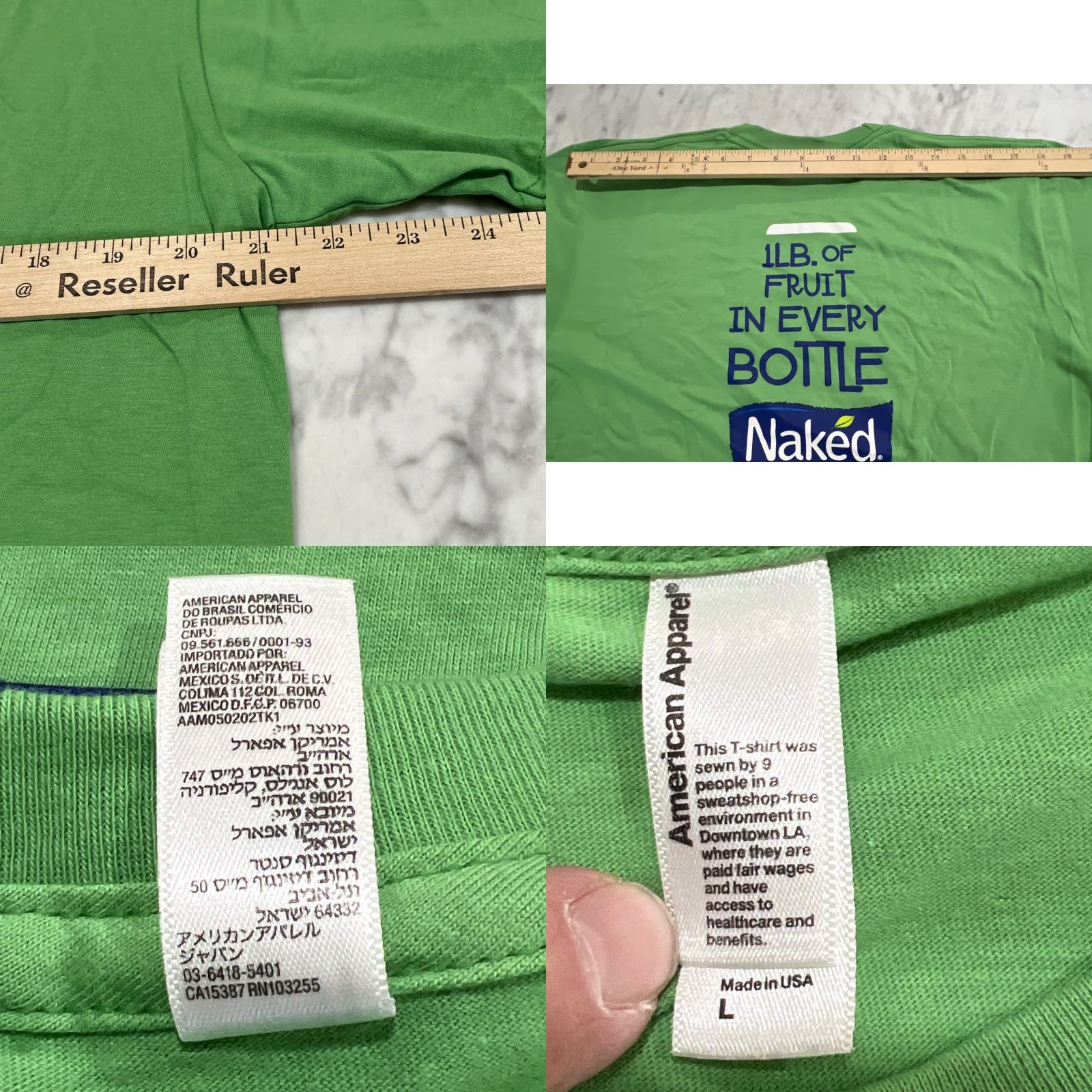 American Apparel VINTAGE American Apparel Green T-Shirt Men’s Large Graphic Print Cotton Promotional Summer Size US L / EU 52-54 / 3 - 8 Thumbnail