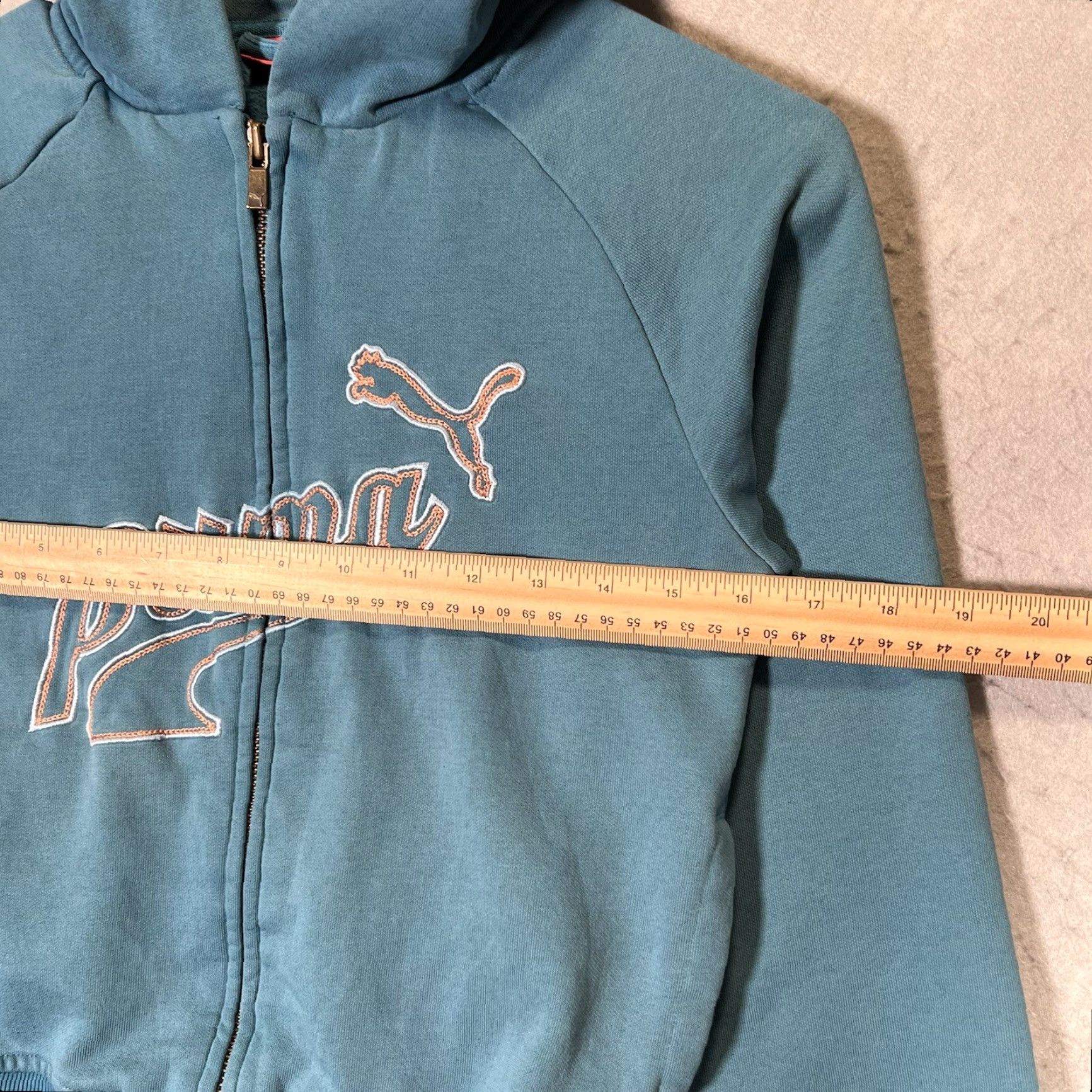 Puma Puma Full Zip Hoodie Sweatshirt Womens XS Teal Blue Spellout A1 Size XS / US 0-2 / IT 36-38 - 2 Thumbnail