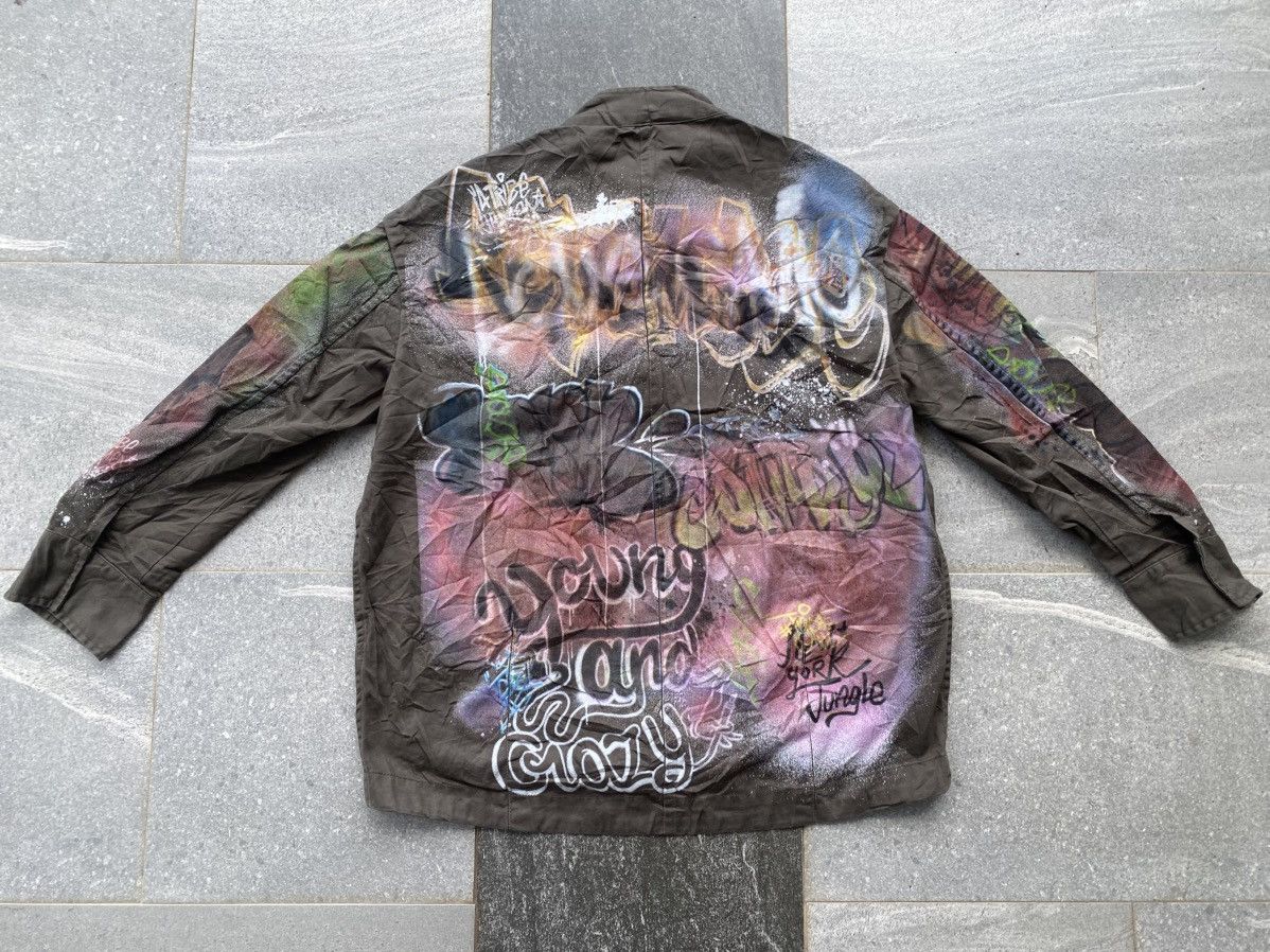 Zara Zara Khaki Green Graffiti Light Jacket Size M / US 6-8 / IT 42-44 - 1 Thumbnail