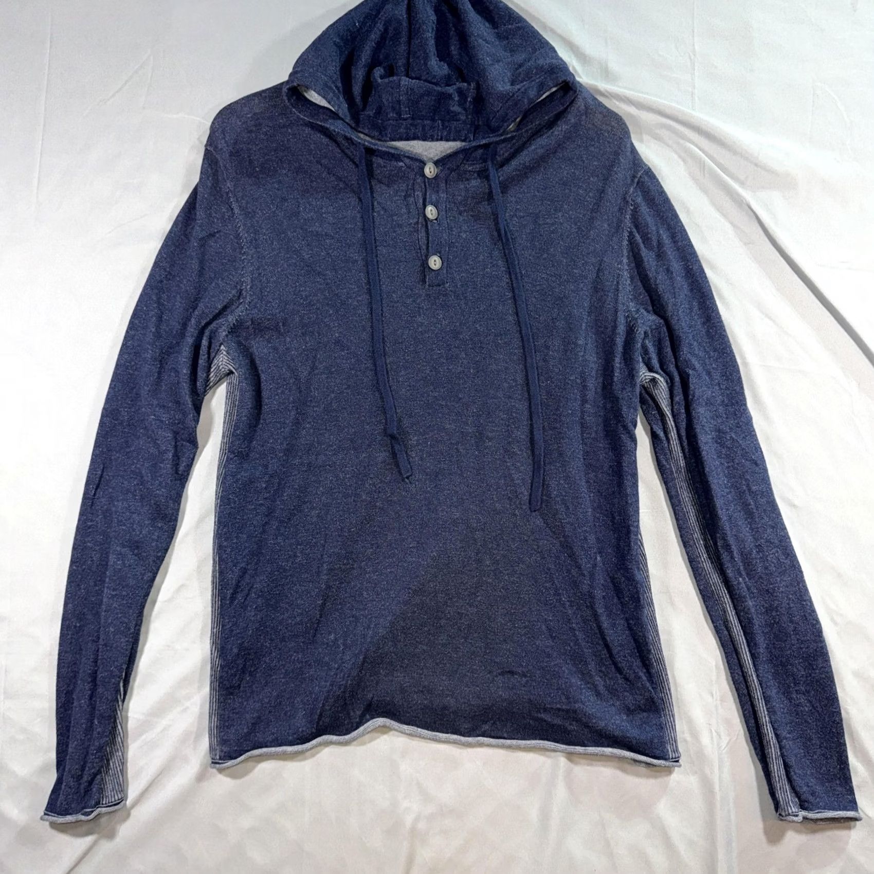 Vince Vince Hoodie Sweatshirt Mens XL Blue Knit Henley Pullover Lightweight Casual Size US XL / EU 56 / 4 - 2 Thumbnail