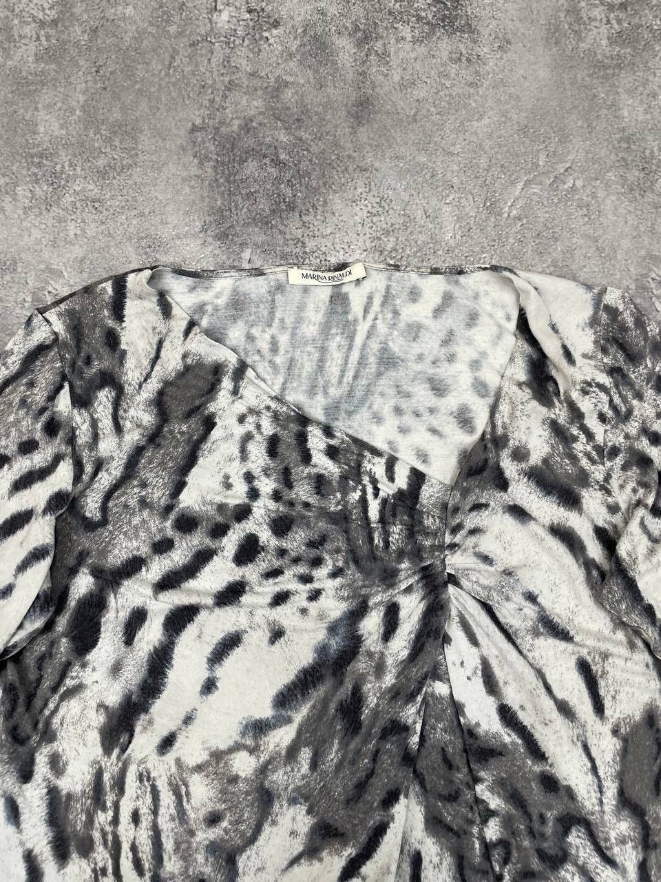 Marina Rinaldi Marina Rinaldi Women Viscose Blouse Long Sleeve Grey Black Size S / US 4 / IT 40 - 2 Thumbnail