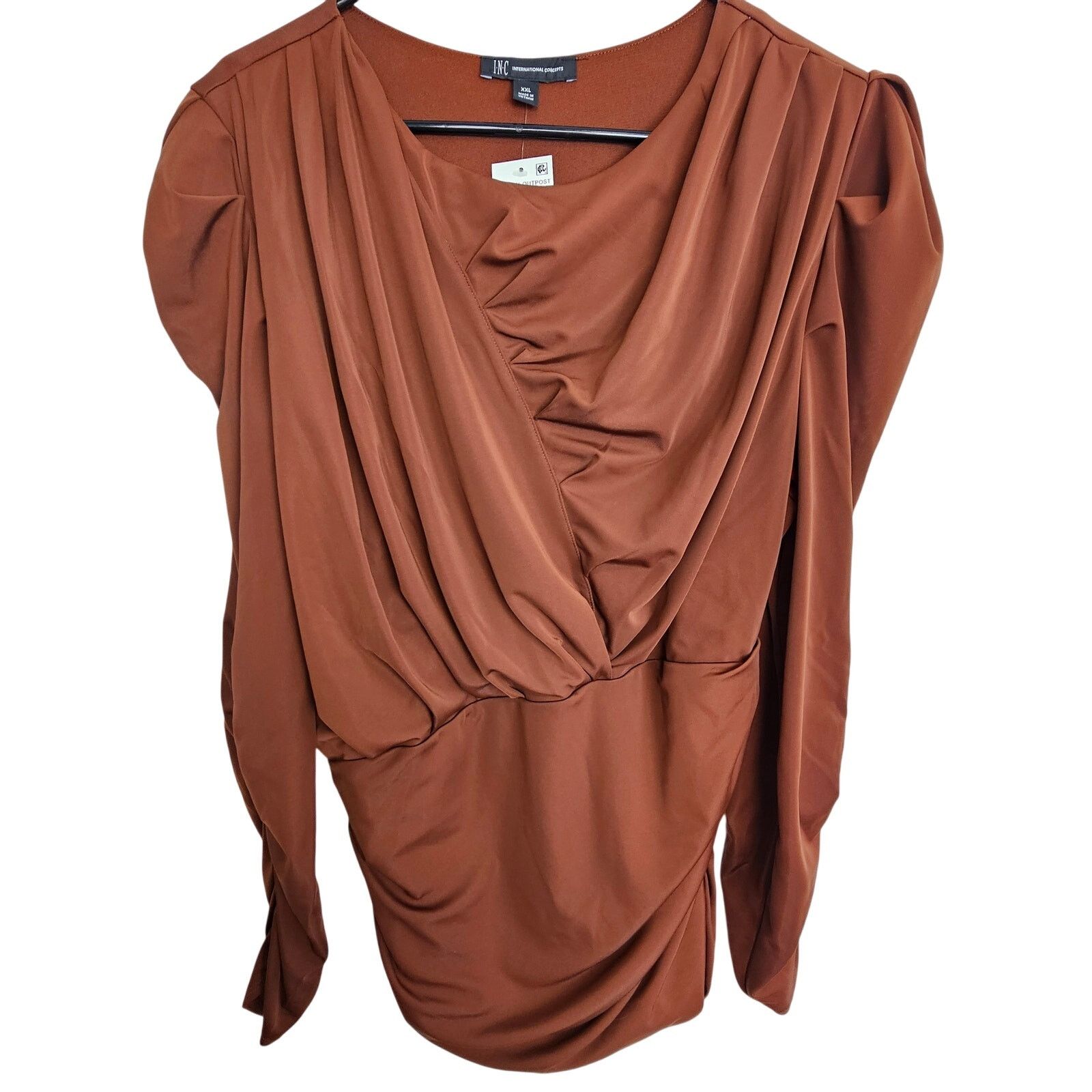 CNCPTS INC International Concepts Womens Ruched Blouse XXL Stretch Size XXL / US 16-18 / IT 52-54 - 2 Thumbnail