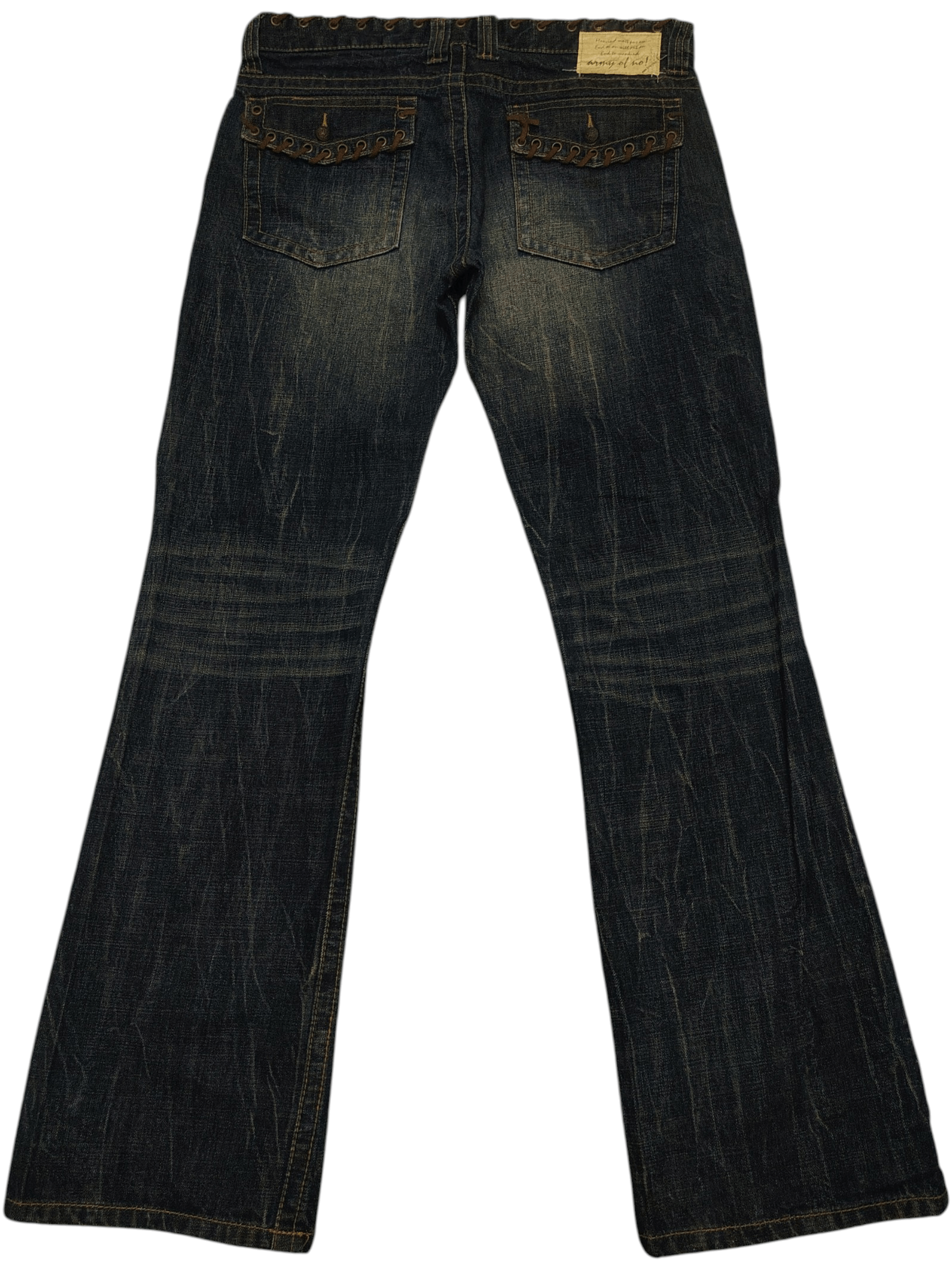 Who Decides War Japanese Army of no! Lace Waist & pocket Flared Jeans Size US 33 - 1 Thumbnail