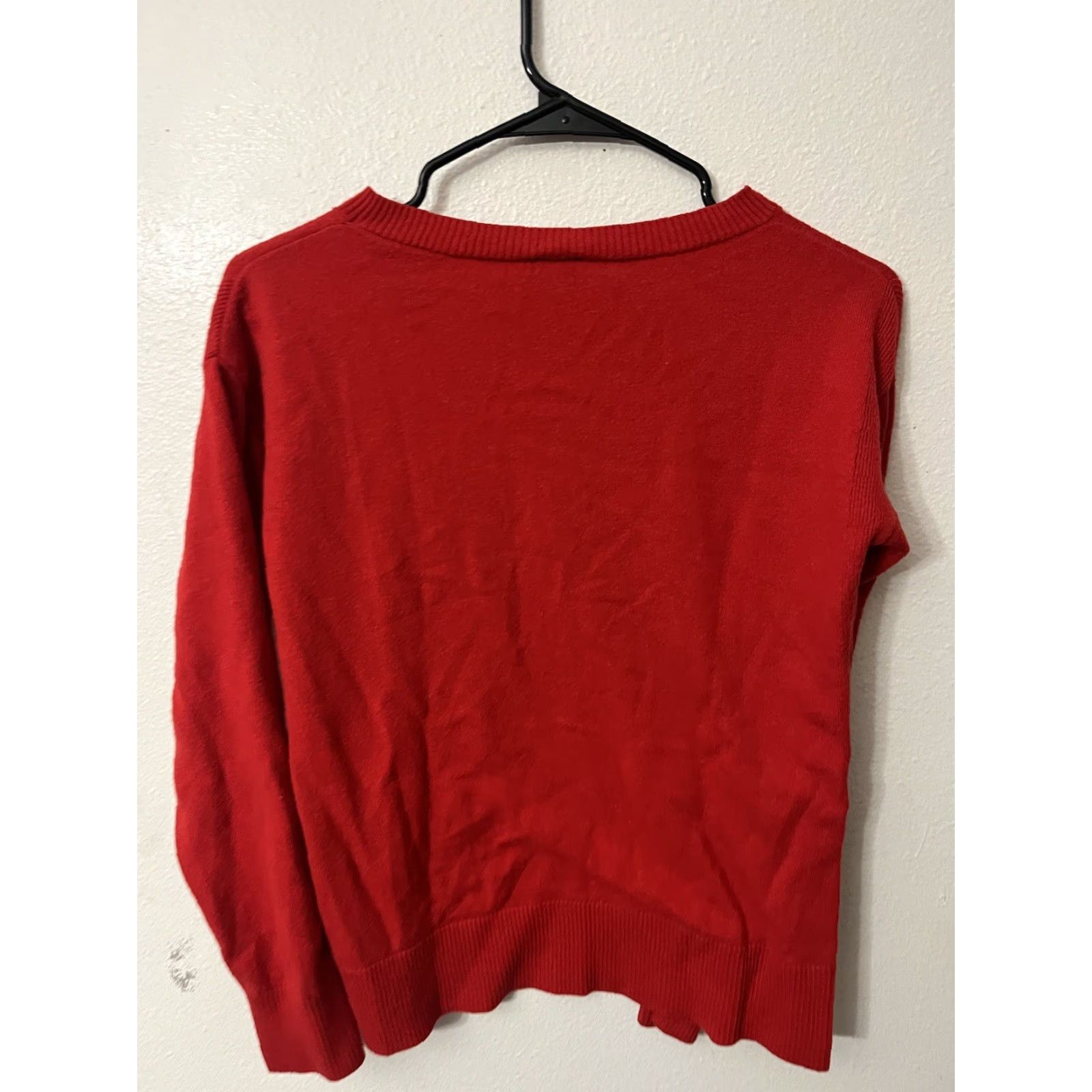 Gap VINTAGE Gap Women's Small Red Nylon Wool Acrylic Boat Neck Long Sleeve Pullover Sweater Size S / US 4 / IT 40 - 2 Thumbnail
