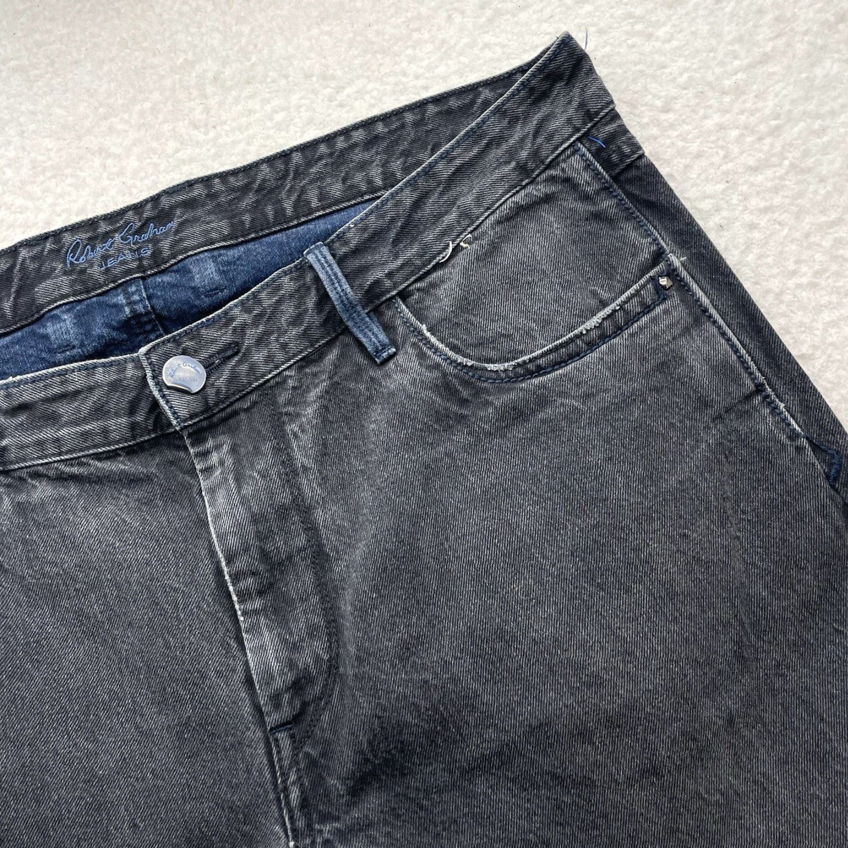Robert Graham Robert Graham Jeans Mens 39x34 Dark Gray Straight Leg Designer Casual Jeans Size US 39 - 2 Thumbnail