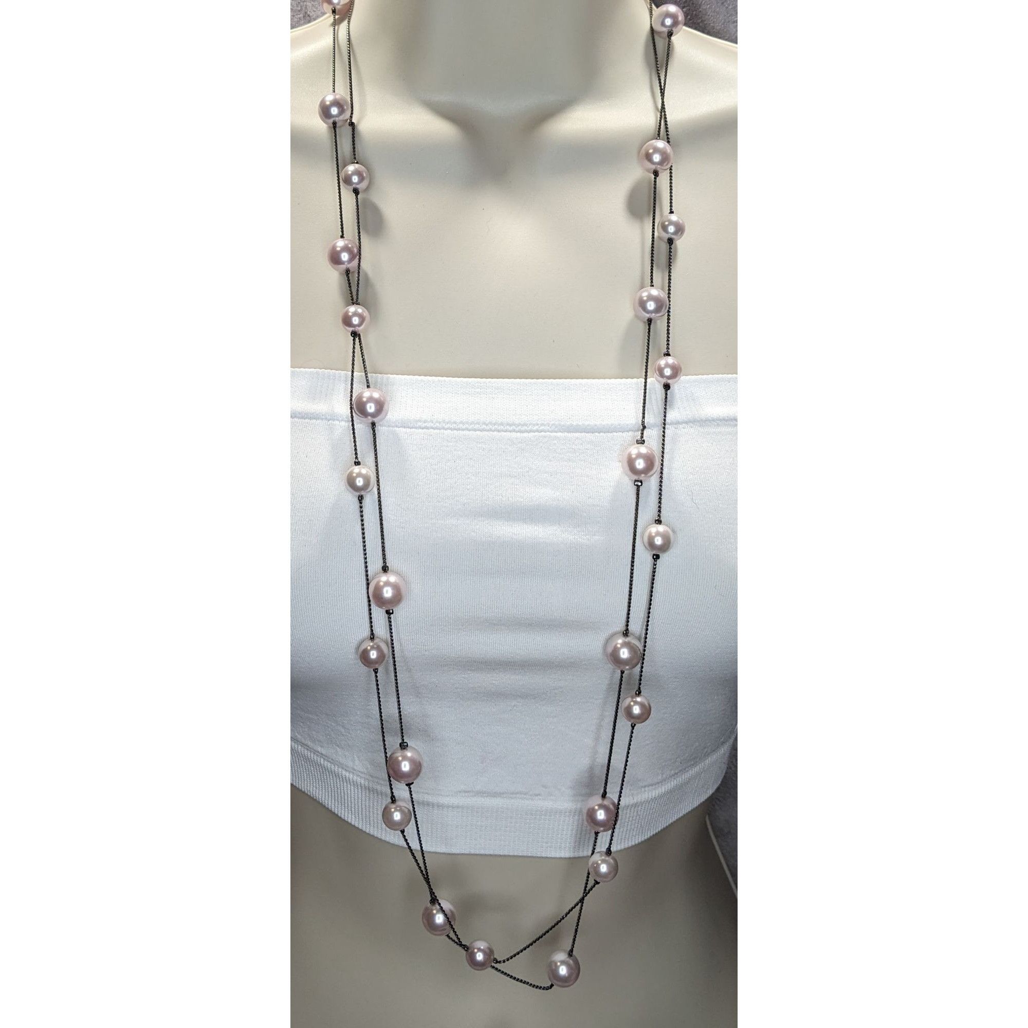 Other Vintage Roman Lavender Faux Pearl Layered Station Necklace Size ONE SIZE - 4 Thumbnail