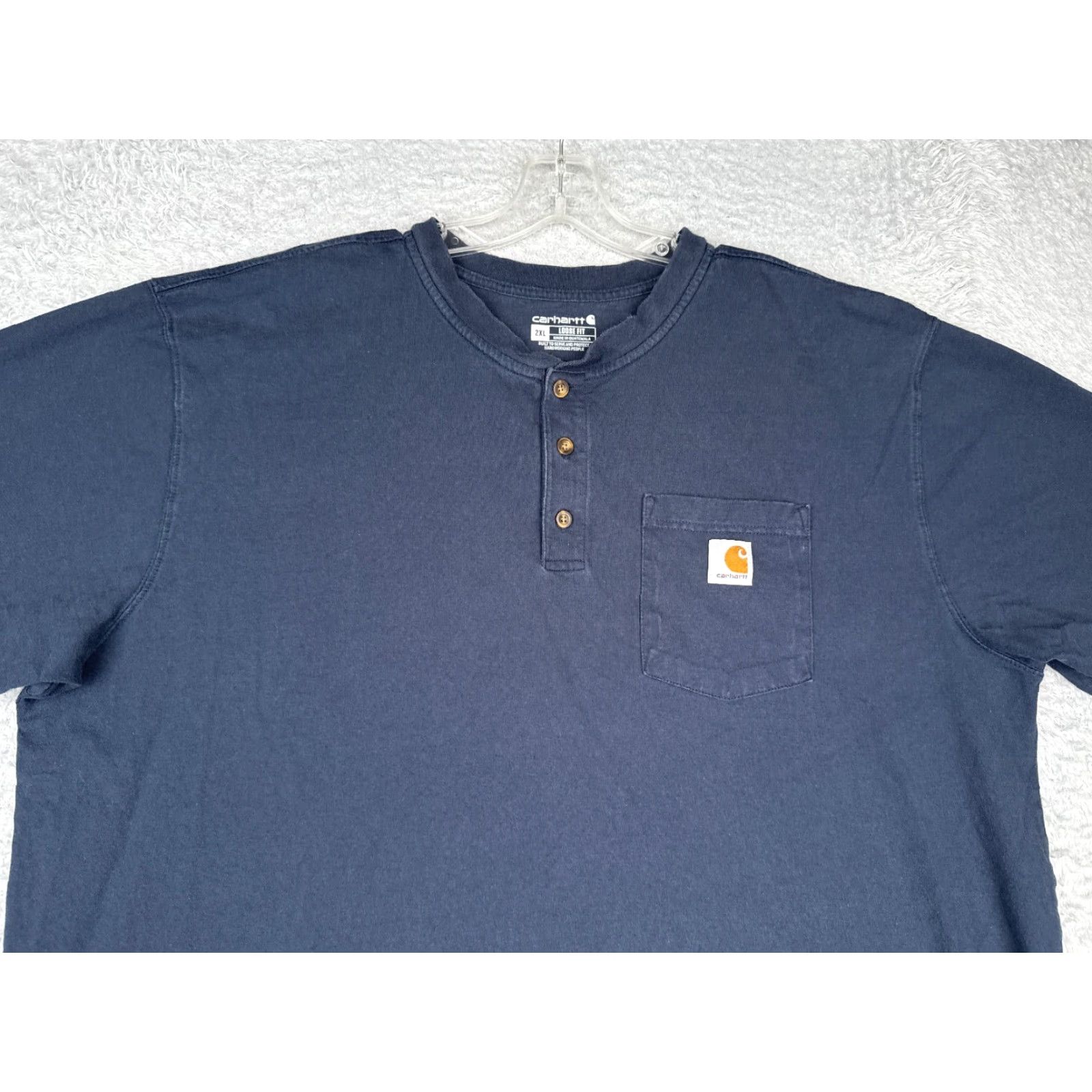 Carhartt Carhartt Shirt Men 2XL Blue Short Sleeve Henley 100% Cotton Pocket Workwear Shirts Mens Size US XXL / EU 58 / 5 - 4 Thumbnail