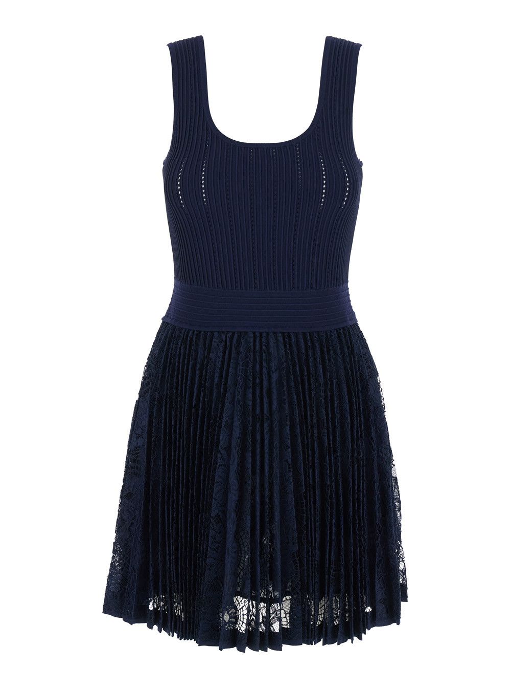 Simkhai Blue Dress with Elastic Waist and Lace Design in Tech Fabric for Women Size XS / US 0-2 / IT 36-38 - 1 Thumbnail